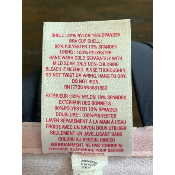 Xhilaration Bikini Top Bandeau Molded Laser Cut Swimsuit Pink Gray Geometric XS - Picture 9 of 9